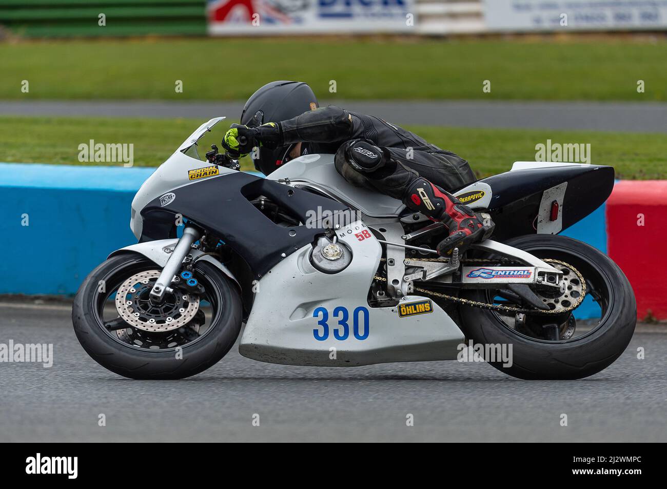 Motorcycle Racing at Mallory Park Stock Photo