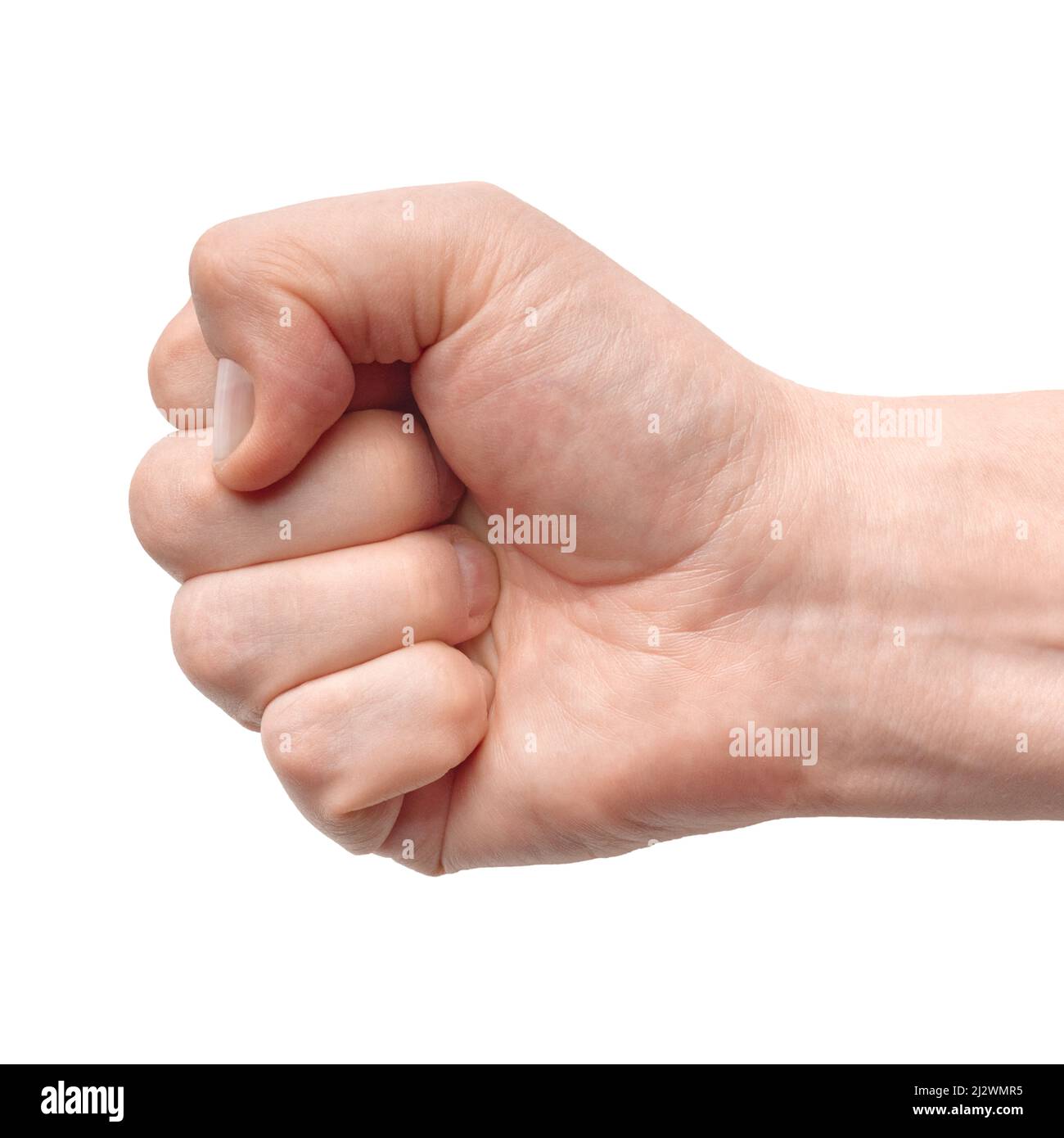 Hand gesture fist, isolated on white background Stock Photo