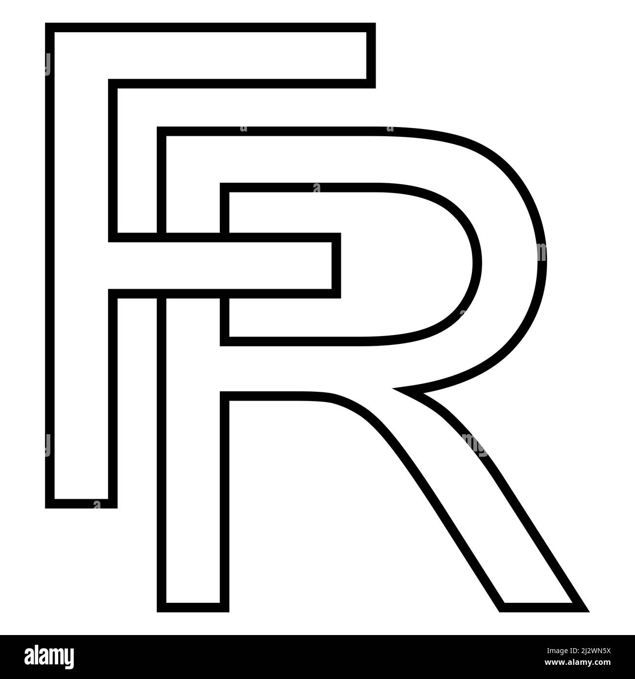 Logo sign, fr rf icon, nft fr interlaced letters f r Stock Vector