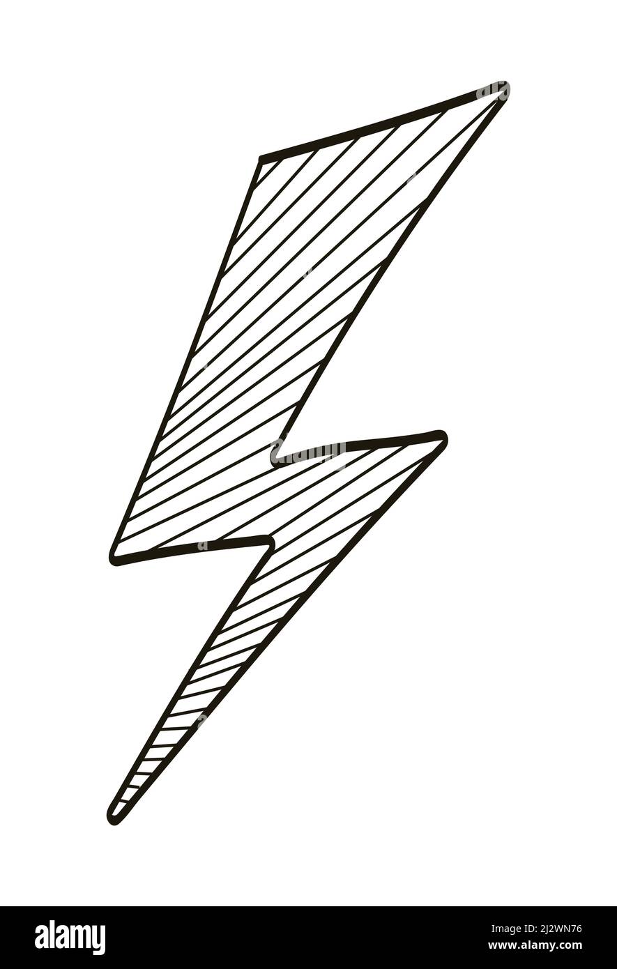 Lightning hand drawn icon vector for social net. Flash energy, caution ...