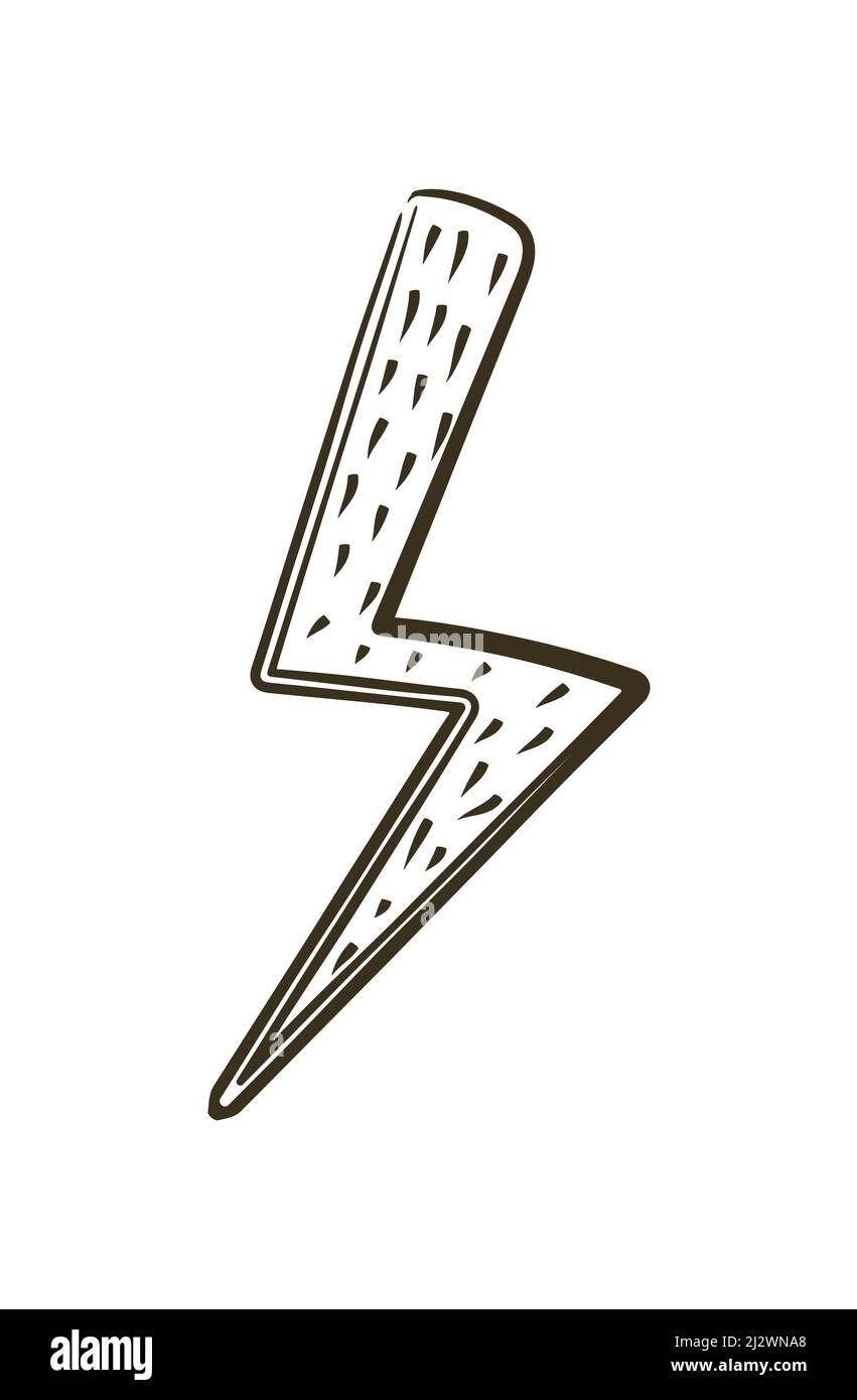 Lightning hand drawn icon vector for social net. Flash energy, caution ...