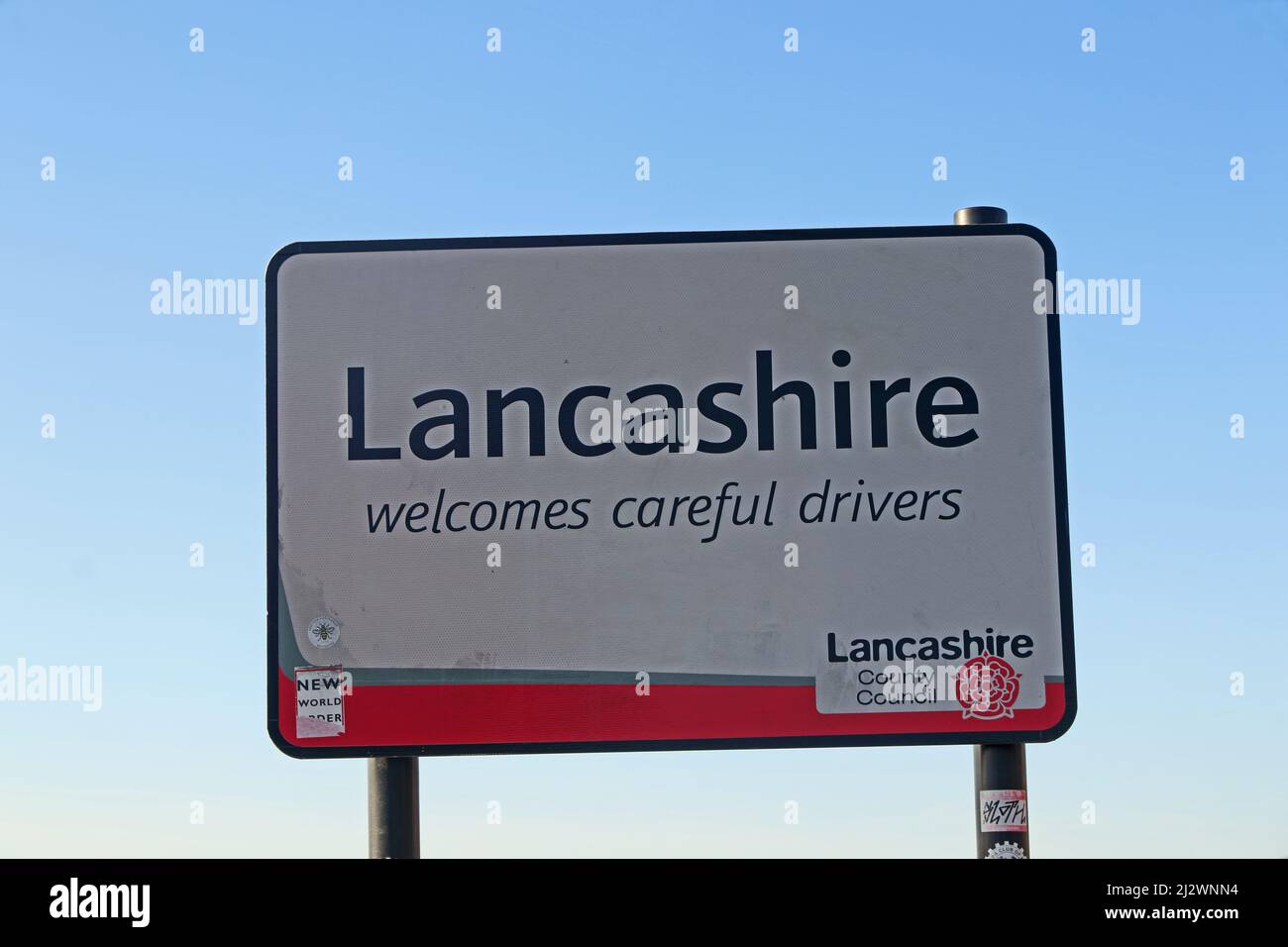 Lancashire county road sign Stock Photo