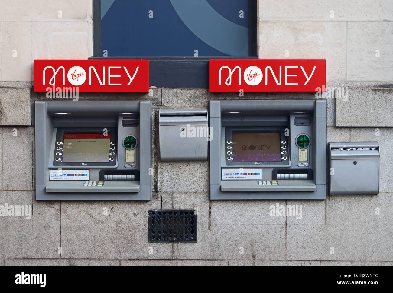 ATM machines outside branch of Virgin Money bank Stock Photo