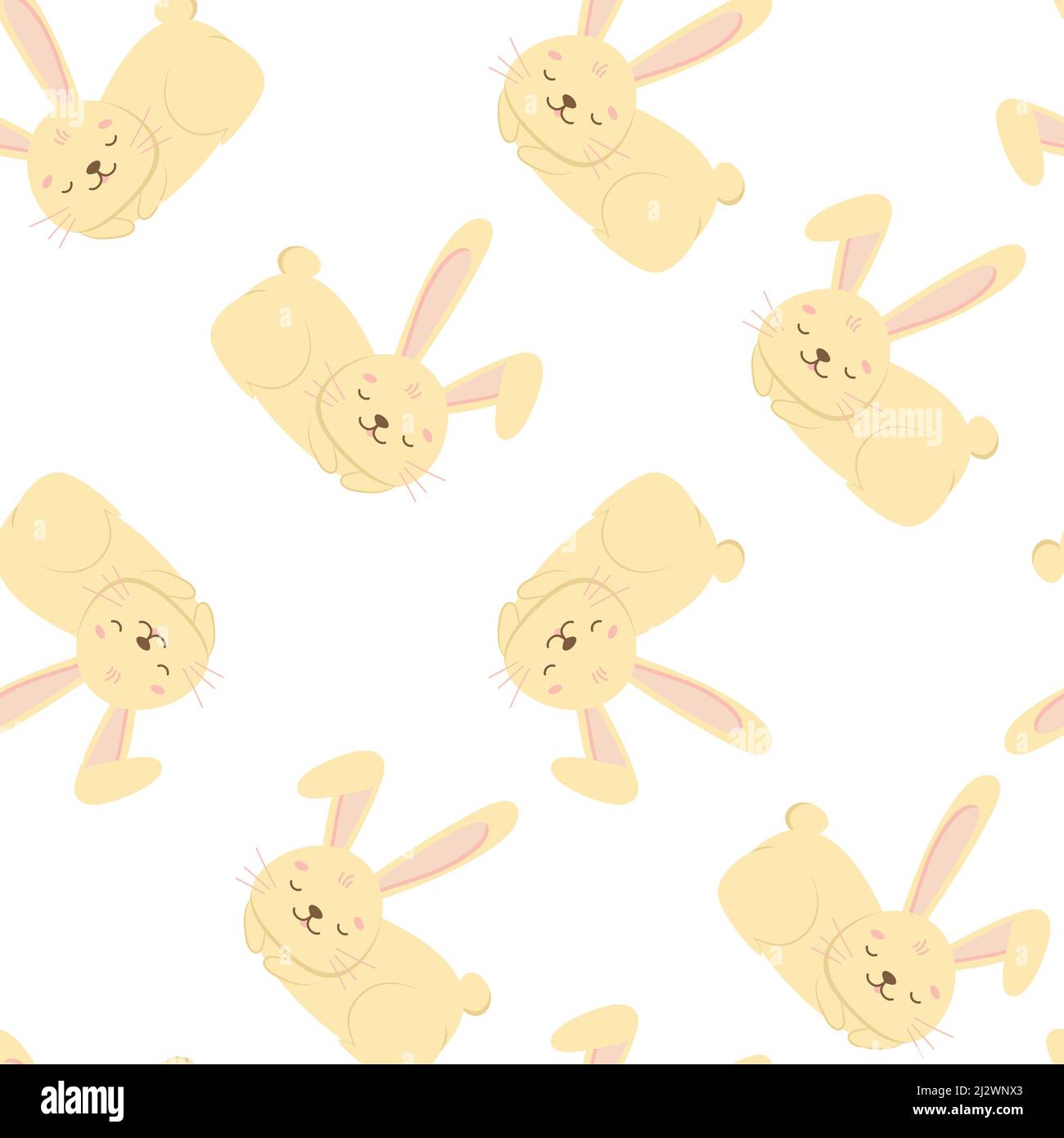 Seamless pattern with sweet and cute yellow bunny rabbits Stock Vector ...