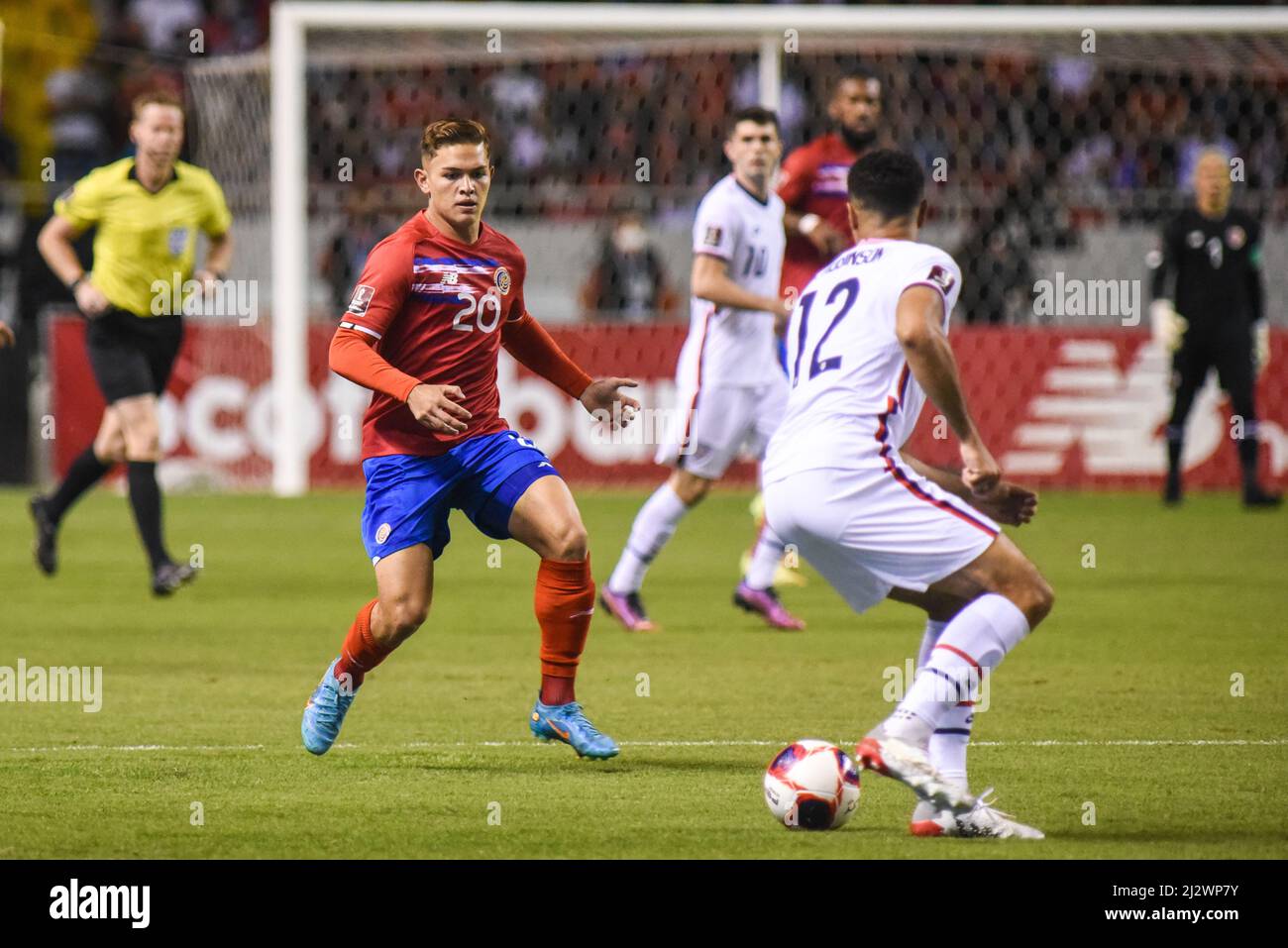 SAN JOSE, Costa Rica: Costarican player Brandon Aguilera in action during the 2-0 Costa Rica victory over USA in the Concacaf FIFA World Cup Qualifier Stock Photo
