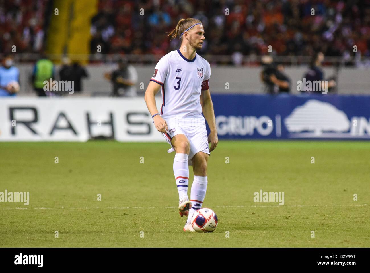 SAN JOSE, Costa Rica: USA player Walker Zimmerman (3) in action during the 2-0 Costa Rica victory over USA in the Concacaf FIFA World Cup Qualifiers o Stock Photo