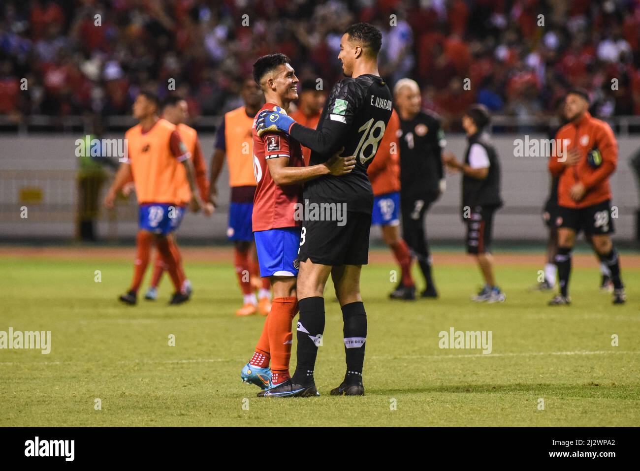 SAN JOSE, Costa Rica Costarican players celebrate on the pitch after