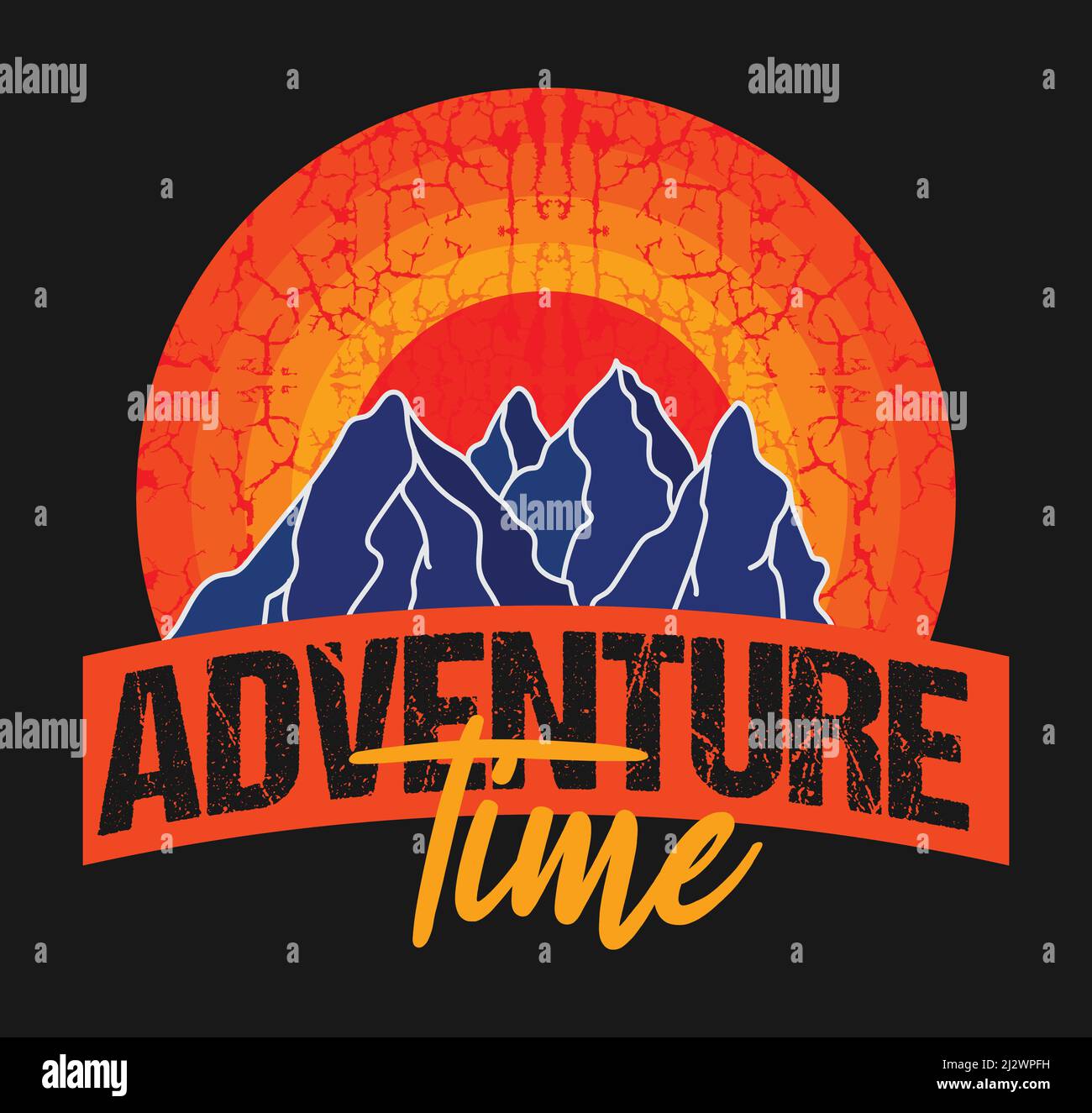 Mountains Adventure Time Tshirt Design template vector file. Mountains Adventure Comping tshirt design template Stock Vector