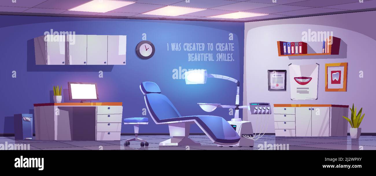 Dentist office, dental clinic practice room interior, stomatology