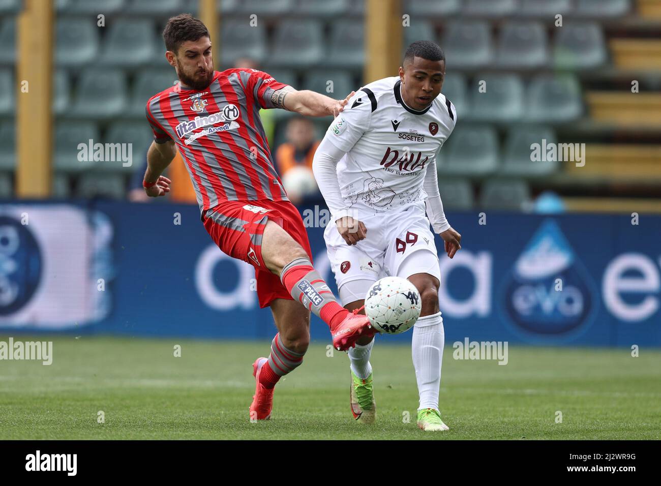 Cremona, Italy. 02nd Apr, 2022. Rigoberto Rivas (Reggina 1914) and