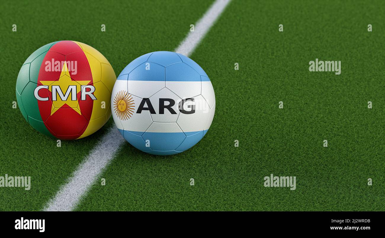 Argentina vs. Cameroon Soccer match Soccer balls in Argentina and
