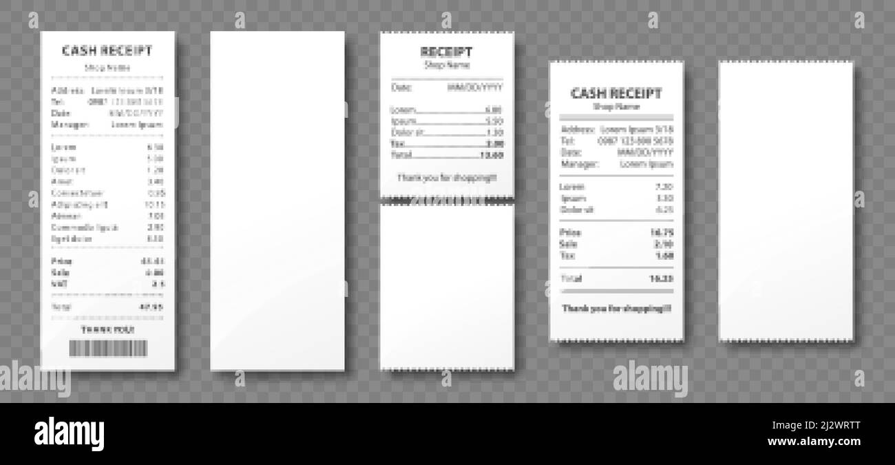 Cash receipt, paper bill, purchase invoice, supermarket shopping retail