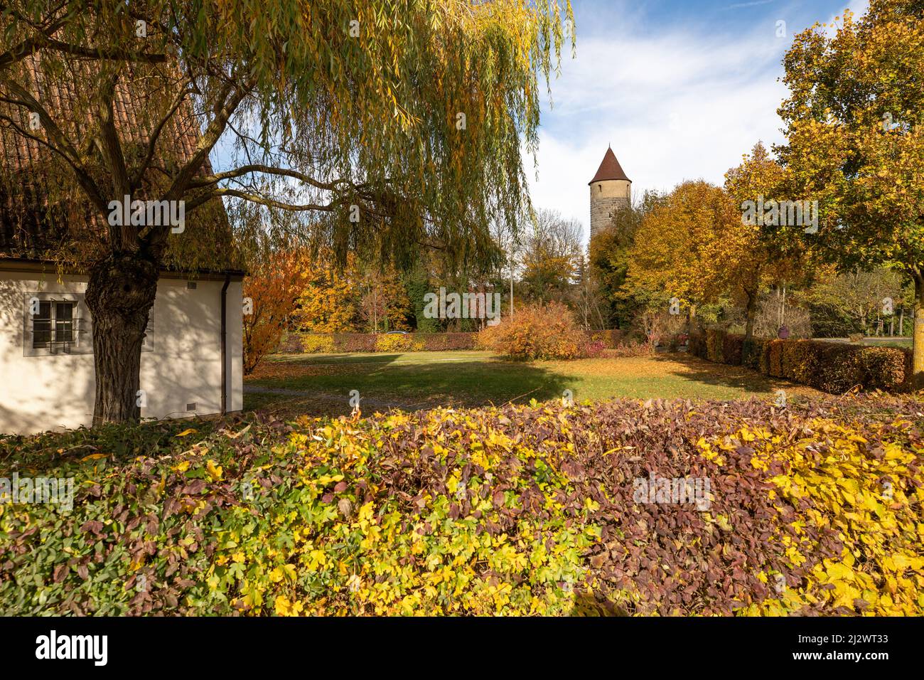 Autumn mood at the cemetery in Iphofen, Kitzingen, Lower Franconia, Franconia, Bavaria, Germany, Europe Stock Photo