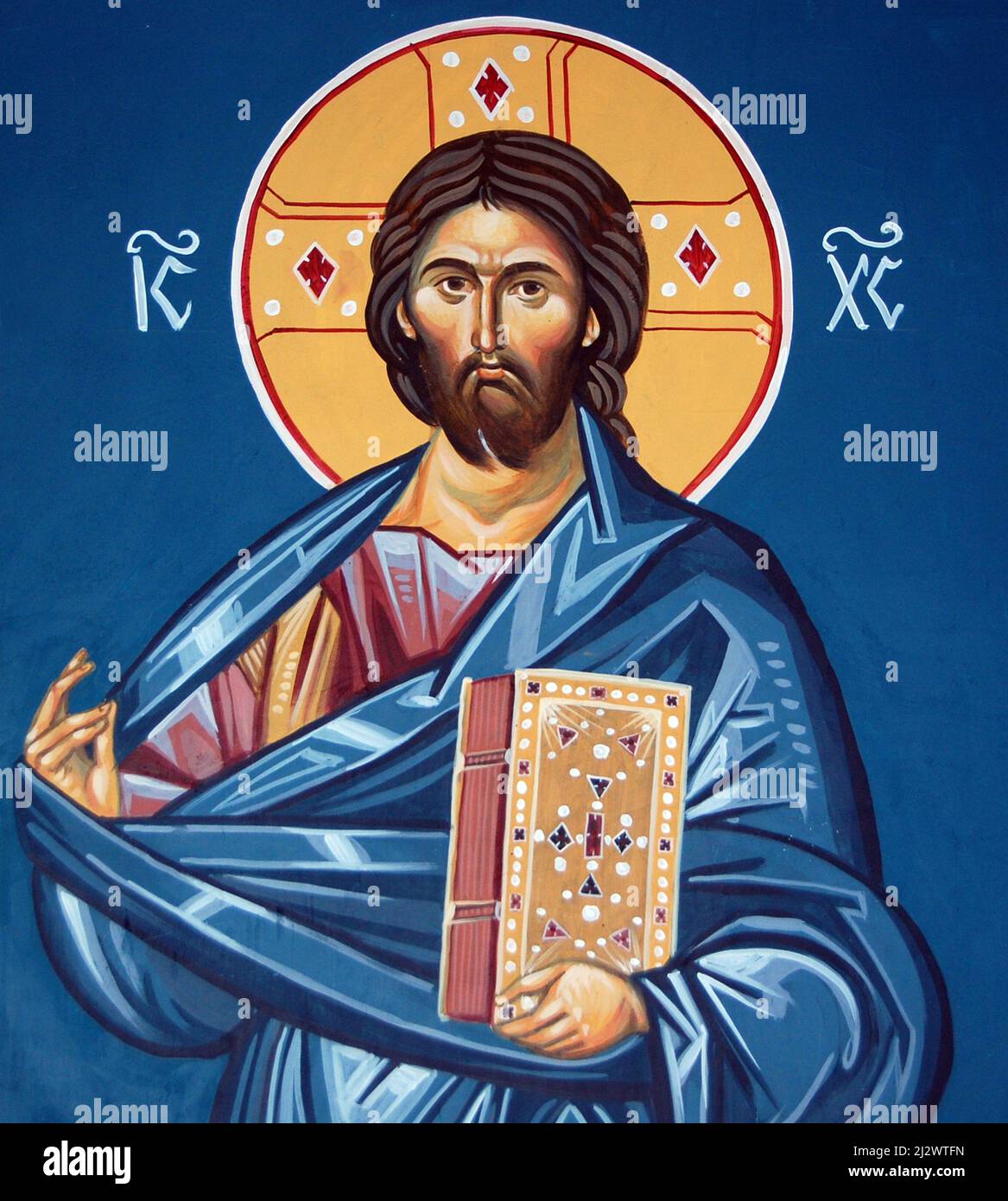 orthodox frescoe of jesus in macedonia Stock Photo Alamy