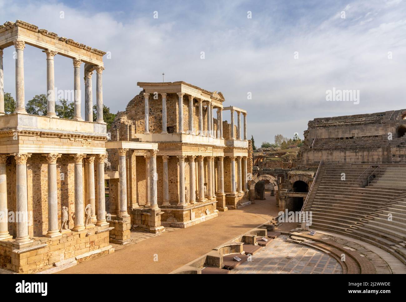 Merida, Spain -- 28 March, 2022: view of the Roman amphitheater in ...