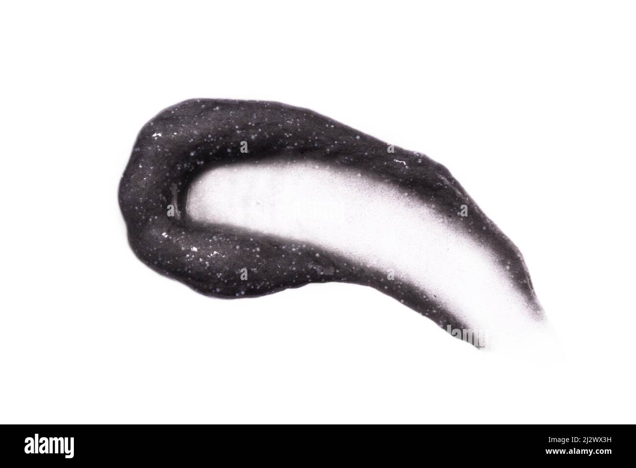 Black Activated Charcoal Scrub Swatch Isolated on White, Soft Peeling for Face and Body Beauty and Skincare Product Smear Isolated on White