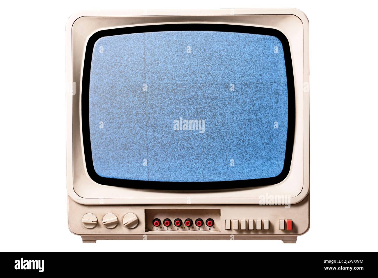 Old TV set with a screen without a TV program. Isolated background