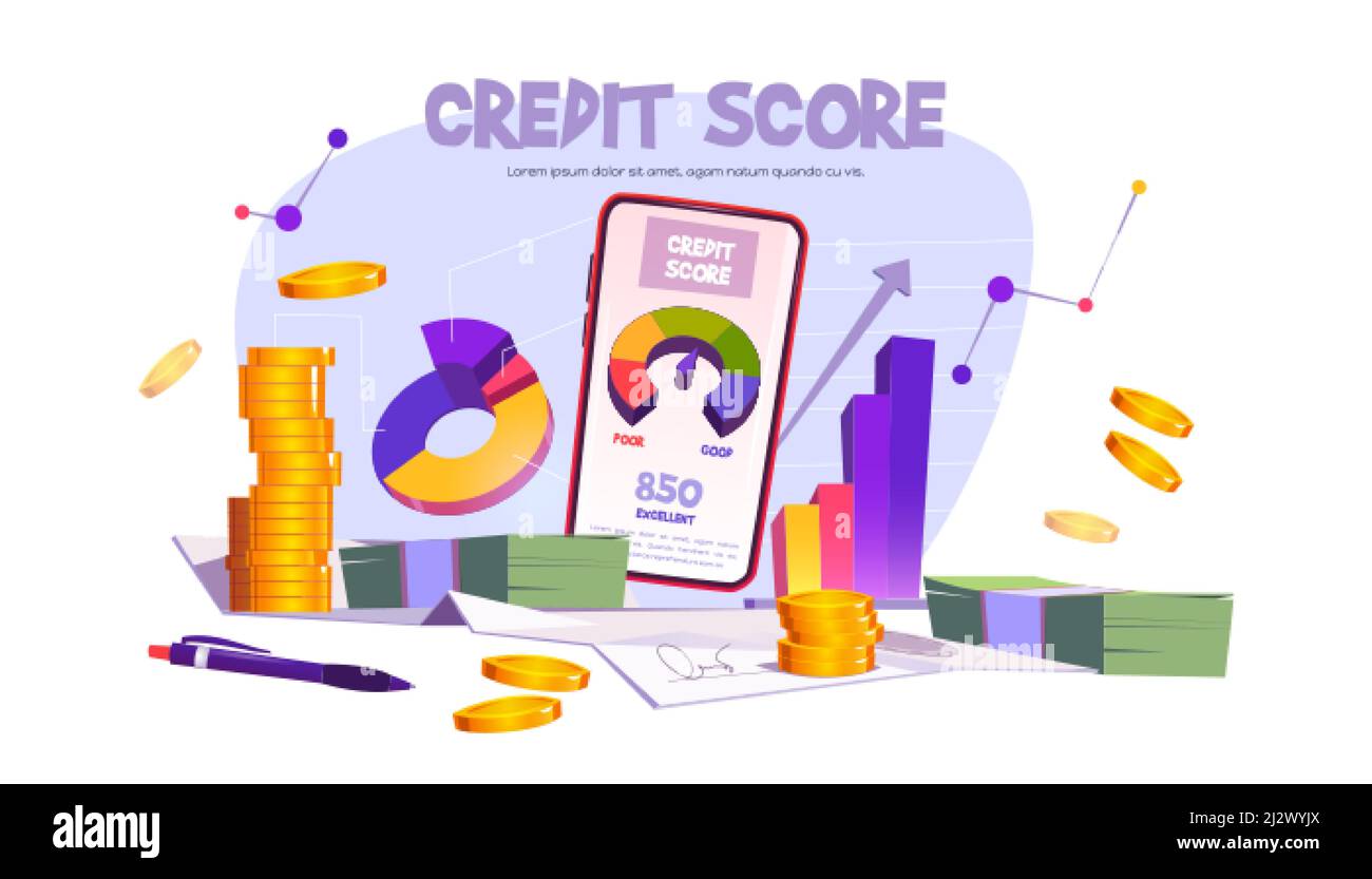 Credit score mobile application with rating scale from bad to good rate