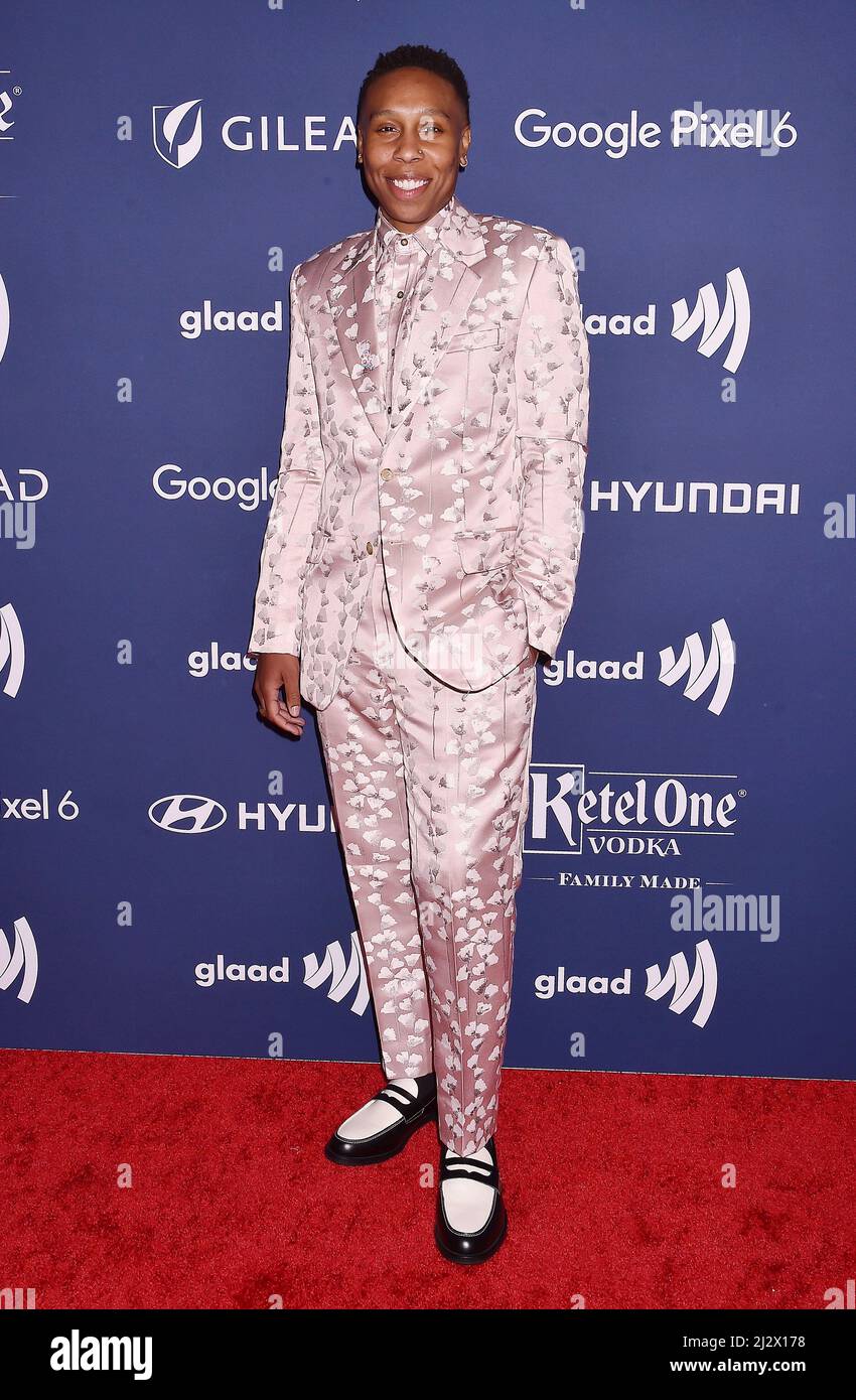 Beverly Hills, Ca. 02nd Apr, 2022. Lena Waithe attends the 33rd Annual GLAAD Media Awards at the Beverly Hilton Hotel on April 02, 2022 in Beverly Hills, California. Credit: Jeffrey Mayer/Jtm Photos/Media Punch/Alamy Live News Stock Photo
