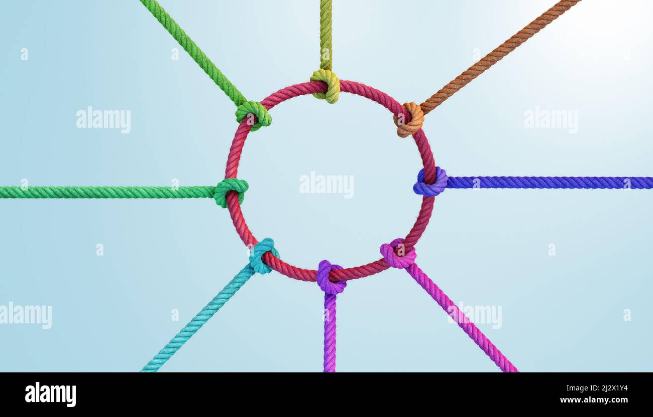 Colorful as diverse ropes connected together. Concept or metaphor of ...