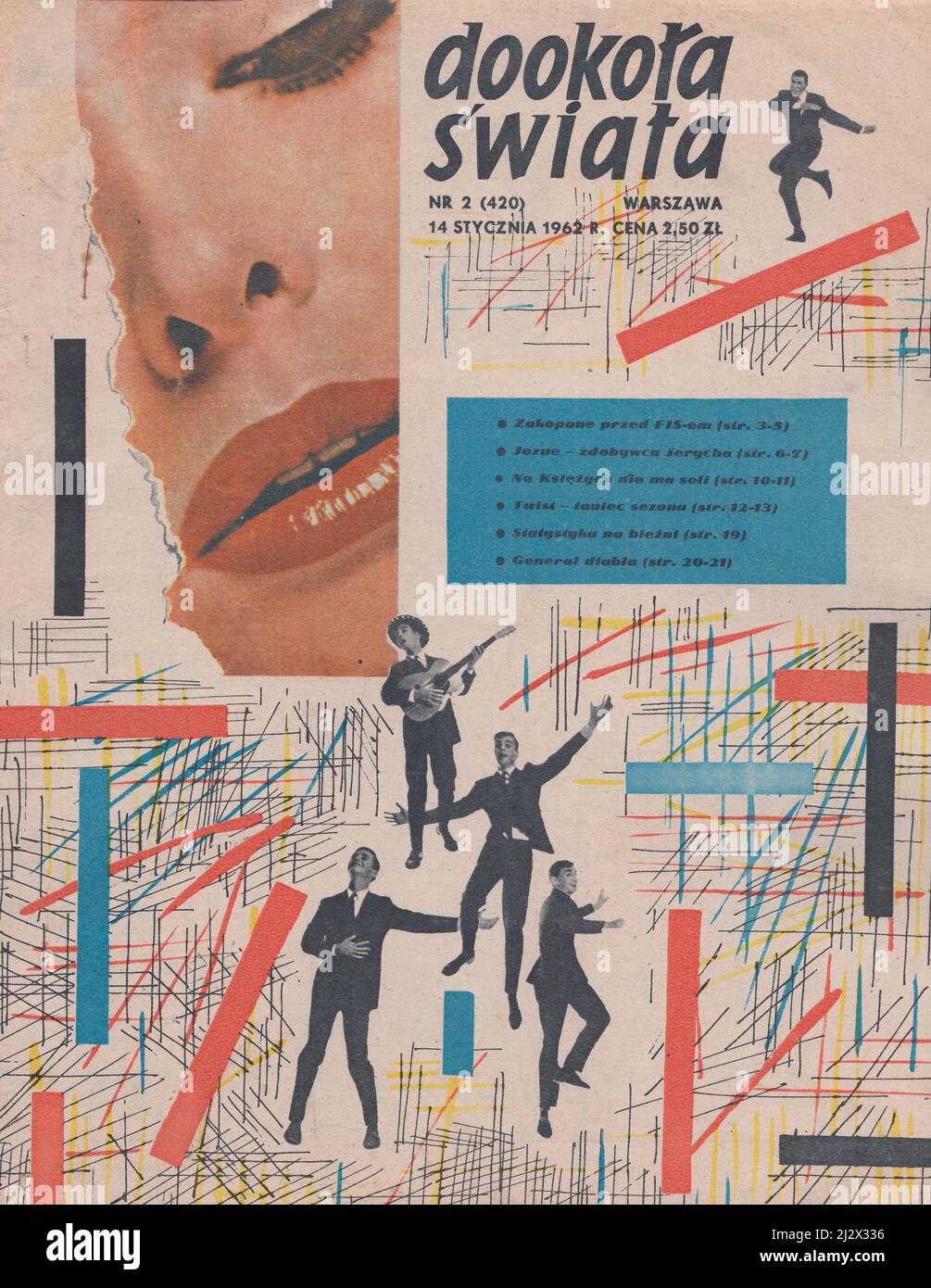 Dookola swiata okladka pierwsza strona czasopismo polskie front cover of polish magazine around the world 1962 Stock Photo