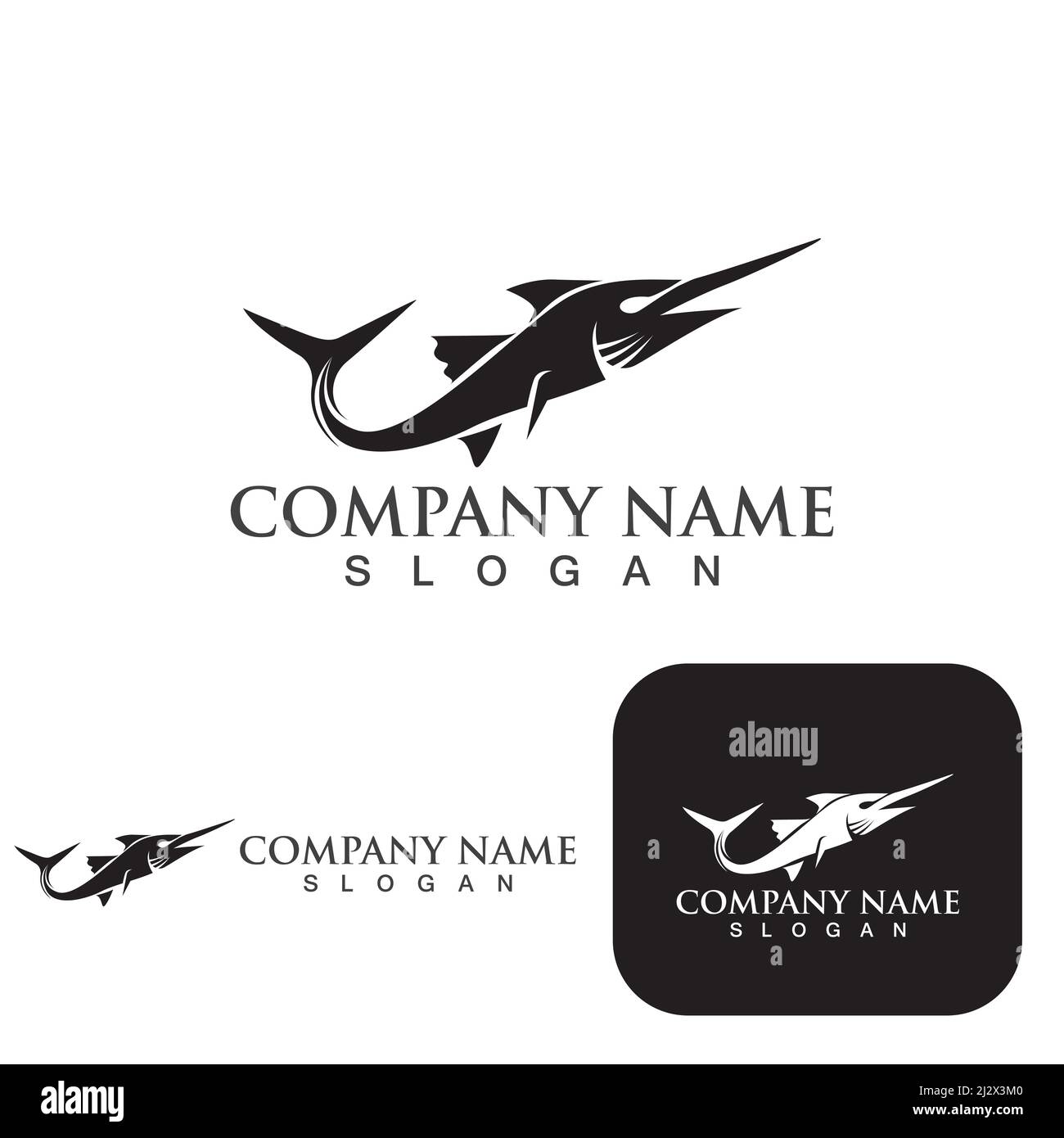 Fish marlin logo template. Creative vector symbol Stock Vector
