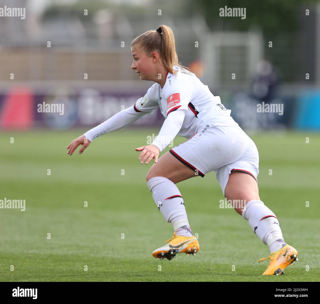 Leverkusen, Germany. 04th Mar, 2022. Flyeralarm Frauen Bundesliga, Matchday  19, Bayer 04 Leverkusen - TSG 1899 Hoffenheim, Kristin Koegel (B04) in  Action. Credit: Juergen Schwarz/Alamy Live News Stock Photo - Alamy