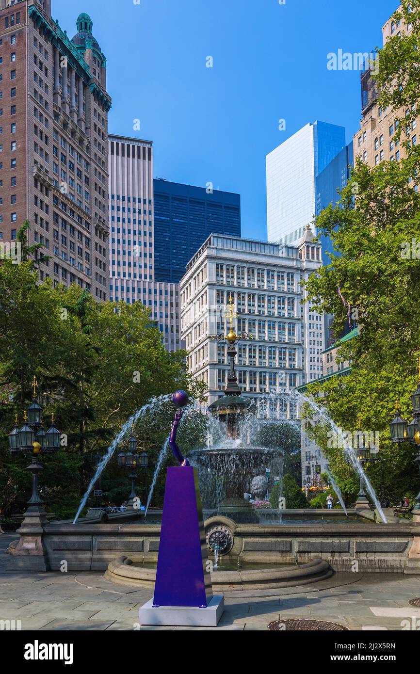 New York City, Manhattan, Tribeca, City Hall Park, Sculpture Liberty by Hank Willis Thomas (2015) Stock Photo