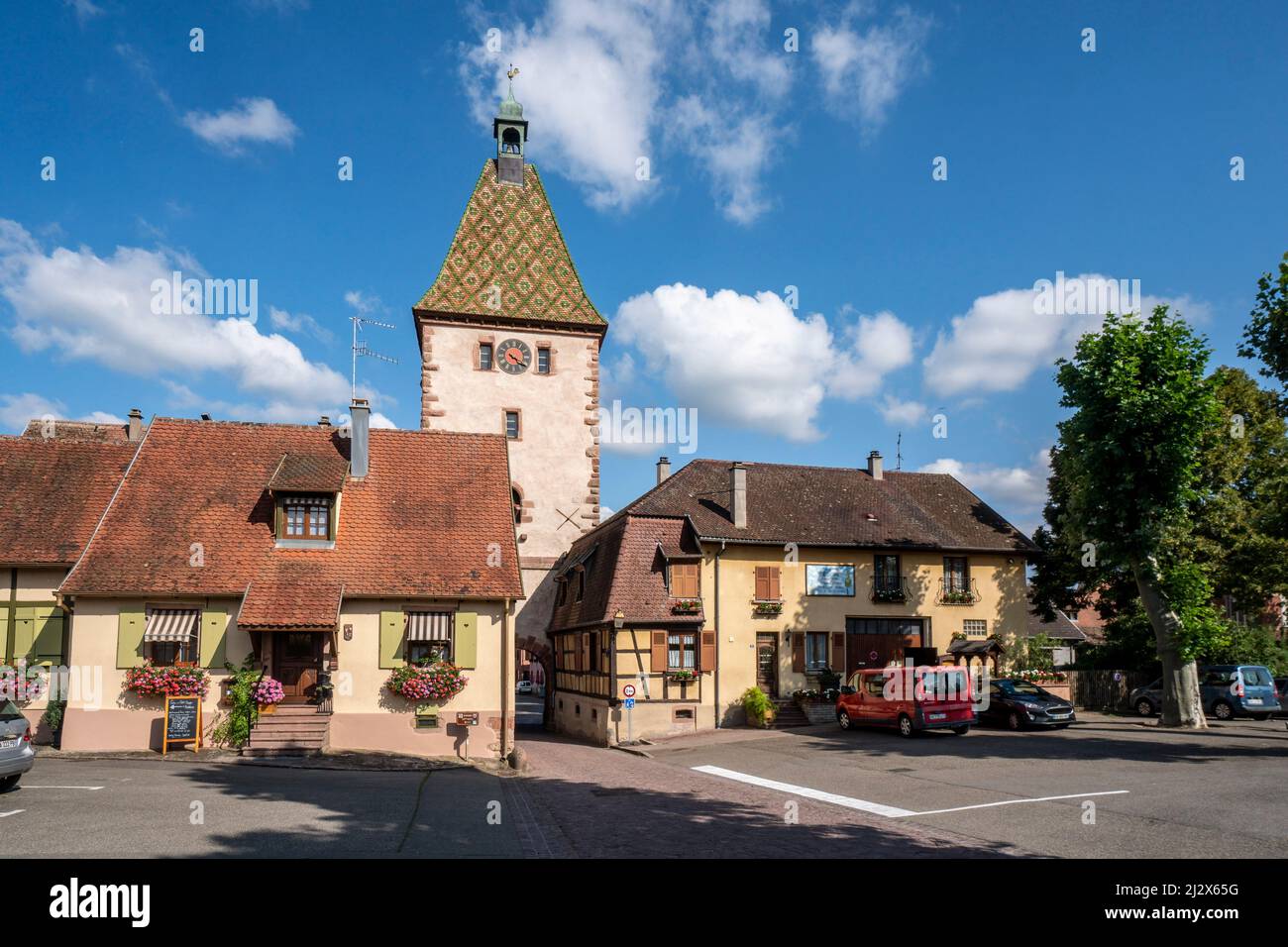 Bergheim on the Alsace Wine Route, Alsace, Haut-Rhin, Grand Est, France Stock Photo