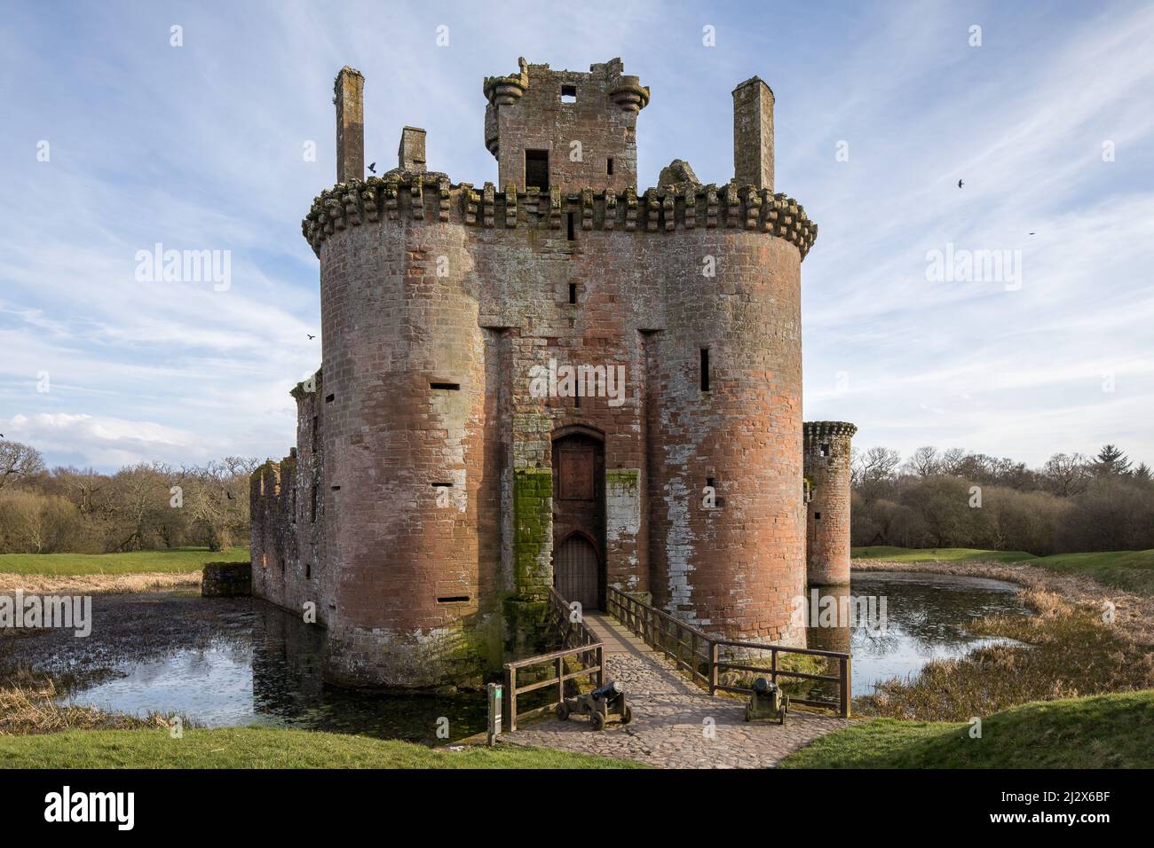 Caerlaverock Castle, triangular moated castle, Dumfries and Galloway, Scotland UK Stock Photo