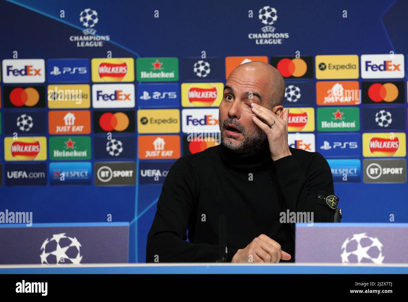 Manchester City manager Pep Guardiola during a press conference at the City  Football Academy, Manchester. Picture date: Monday April 4, 2022 Stock  Photo - Alamy