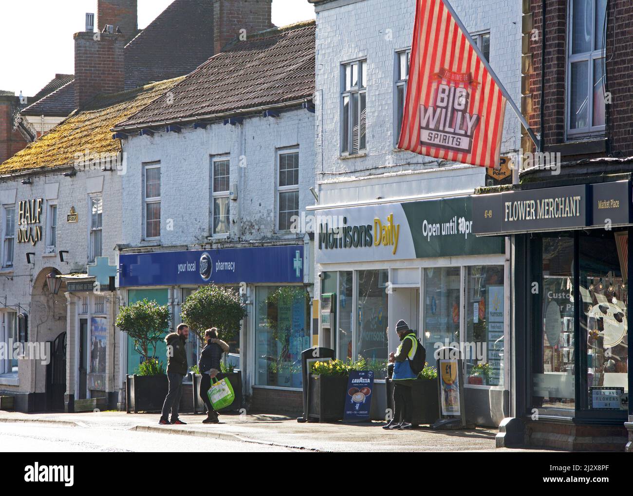 Conversation on High Street, Market Weighton, East Yorkshire, England UK Stock Photo Alamy
