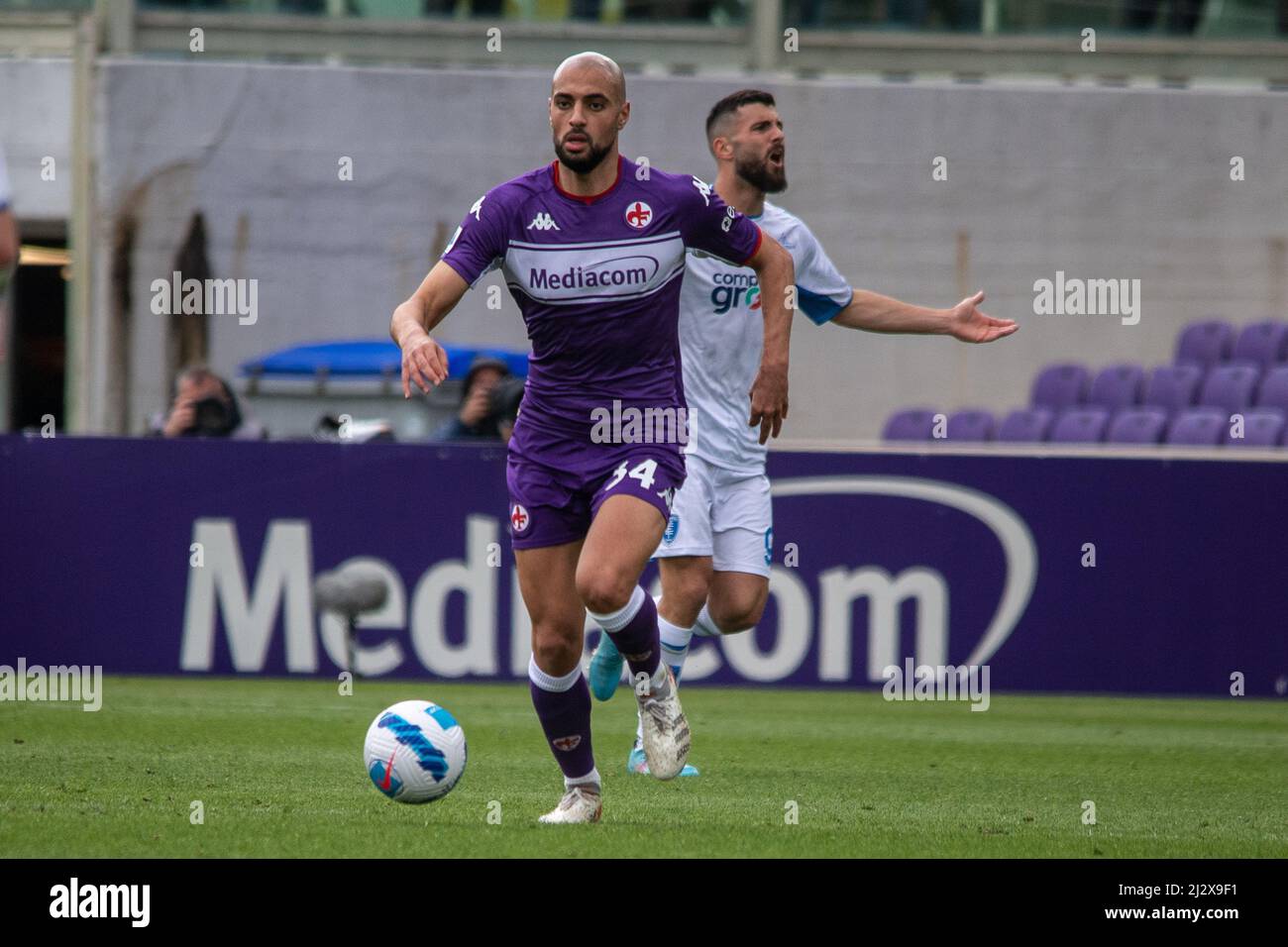 Florence, Italy. 03rd Apr, 2022. Nicolas Gonzalez (ACF Fiorentina)  celebrates after scoring a goal during ACF Fiorentina vs Empoli FC, italian  soccer Serie A match in Florence, Italy, April 03 2022 Credit