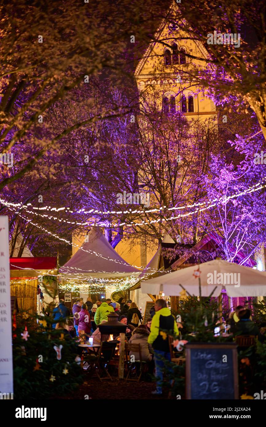 Advent winter lights in bright colors, Bad Honnef, NRW, Germany Stock Photo