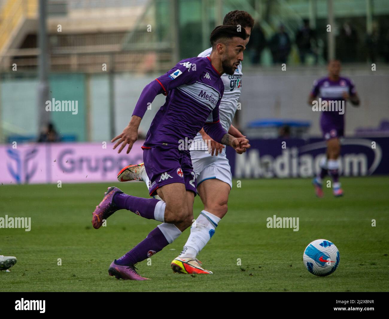 Florence, Italy. 03rd Apr, 2022. Nicolas Gonzalez (ACF Fiorentina)  celebrates after scoring a goal during ACF Fiorentina vs Empoli FC, italian  soccer Serie A match in Florence, Italy, April 03 2022 Credit