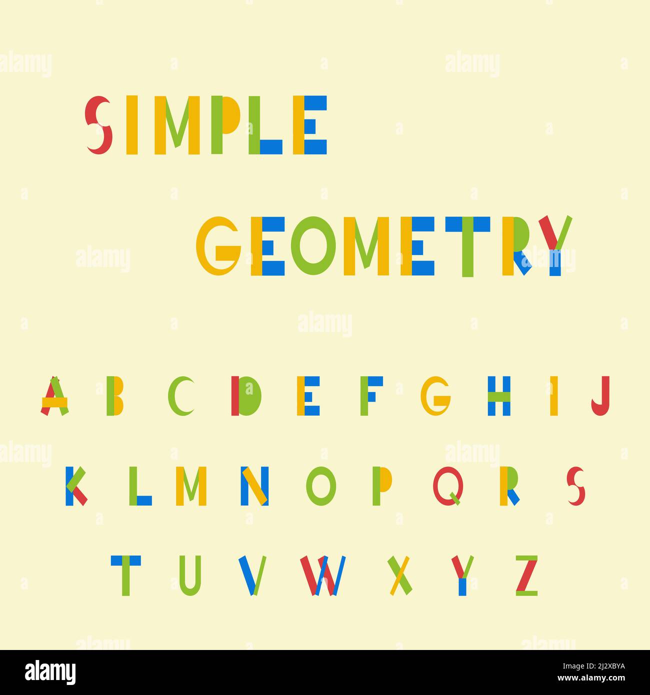 Simple Geometry. Geometric color alphabet. Vector. Stock Vector