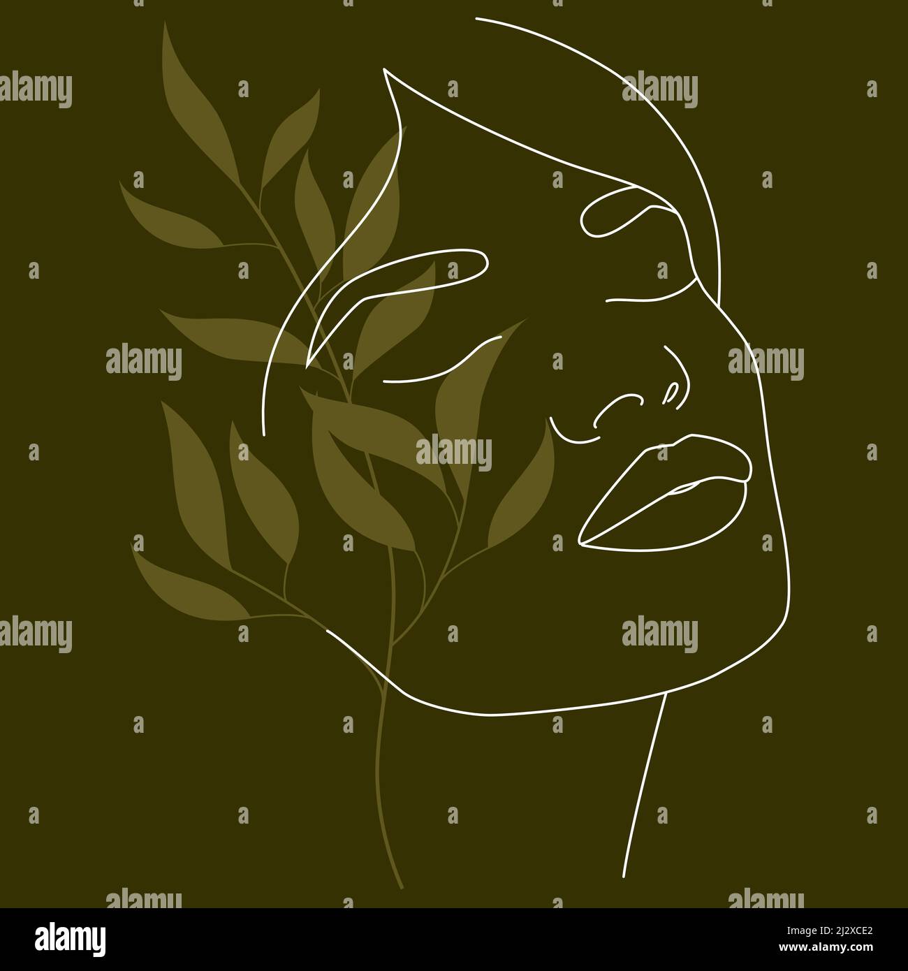 The contour of the face. A poster with an abstract female face ...
