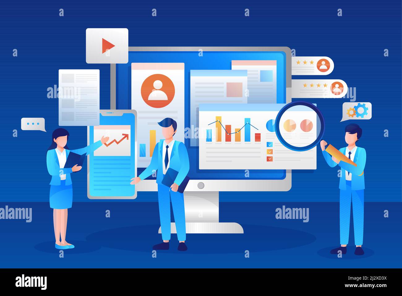 Gradient crm illustration Vector illustration. Stock Vector