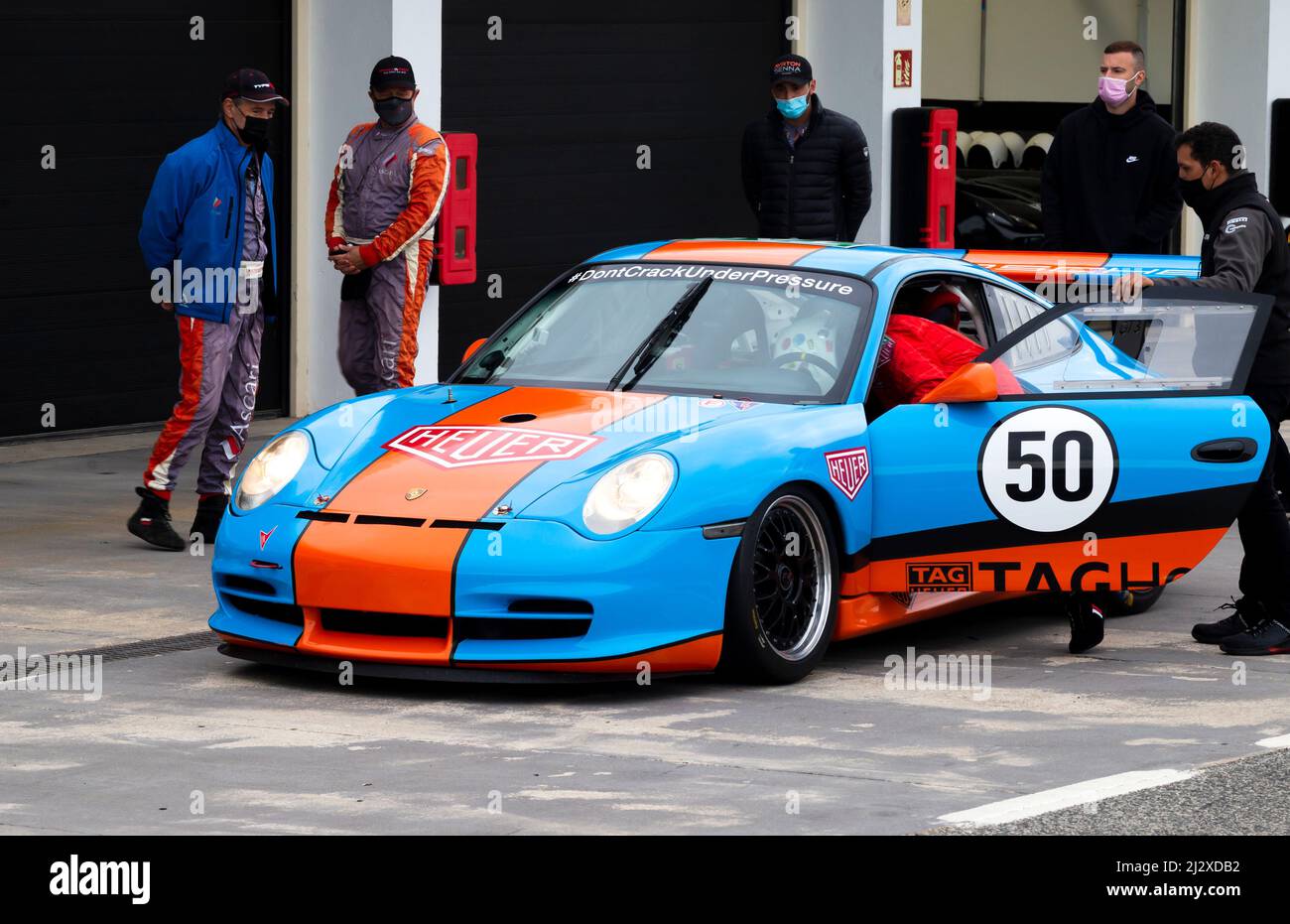 Tag Heuer Porsche 911 GT3 Cup Car in the Pitstop at the Ascari