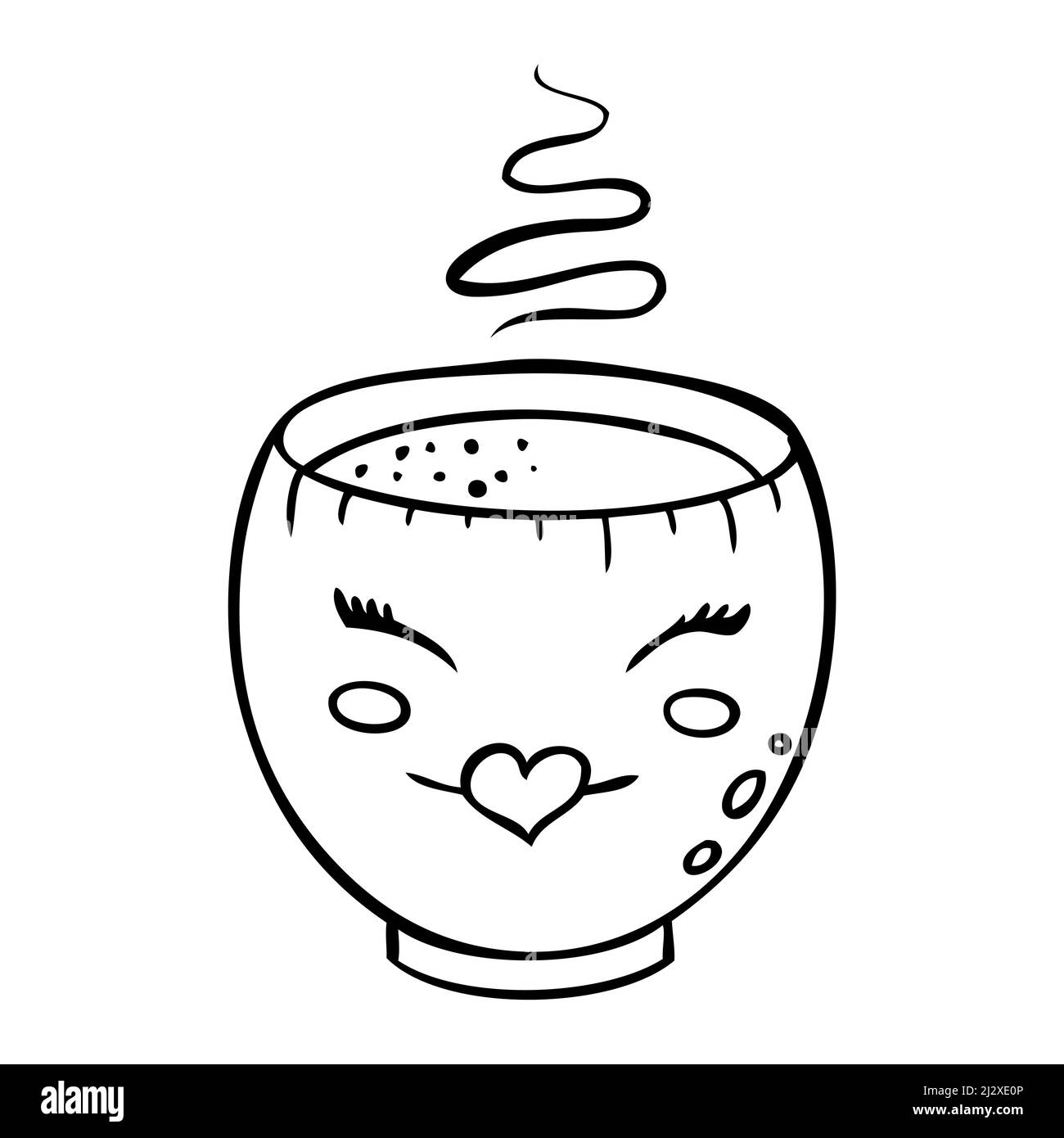 Cute cup of hot drink. Vector illustration in doodle style Stock Vector Image & Art Alamy