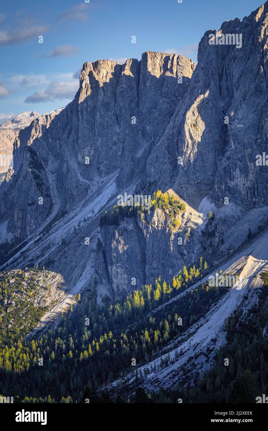 Below the Geisler Group, Puez-Geisler Nature Park, Lungiarü, Dolomites, Italy, Europe Stock Photo