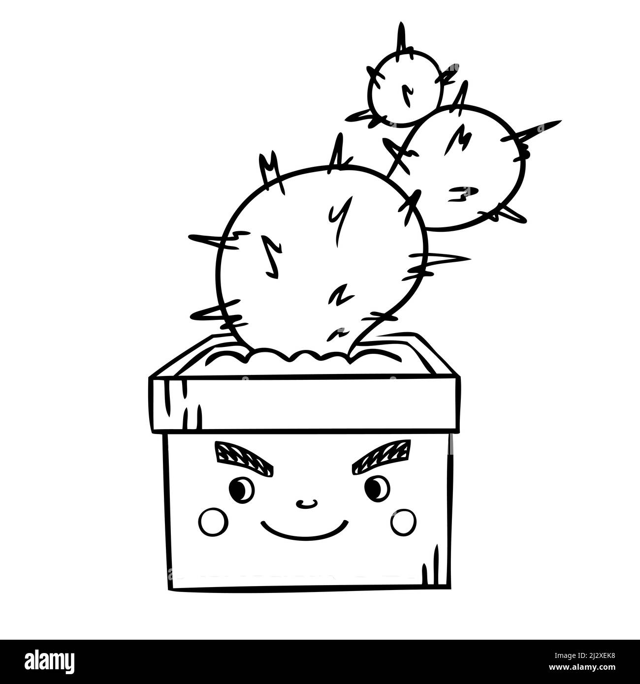 Cute cactus in a flower pot. Vector illustration of indoor plants Stock ...