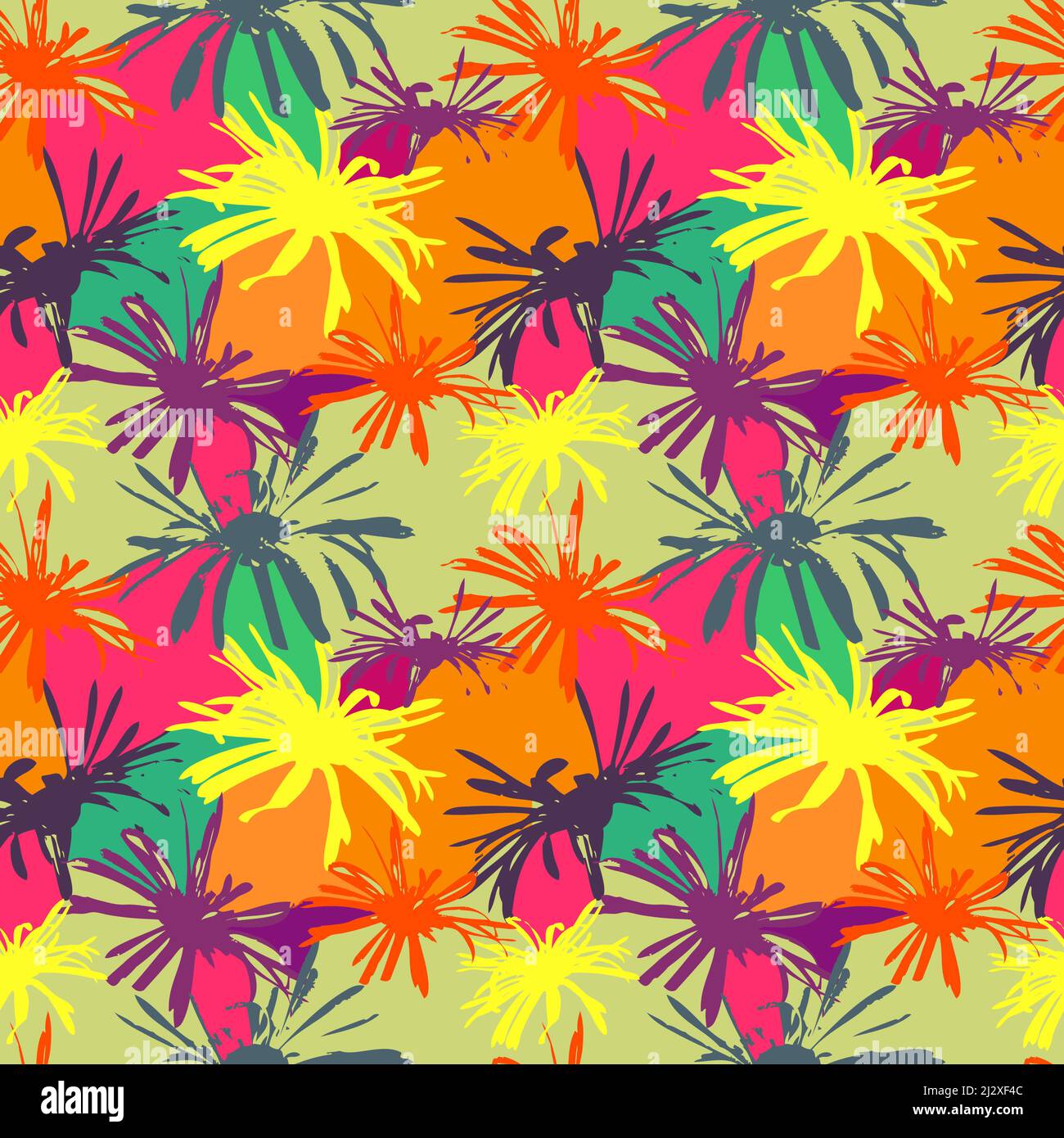 Floral vector seamless pattern. Botanical endless background for textile, fabric, packaging, apparel. Stock Vector