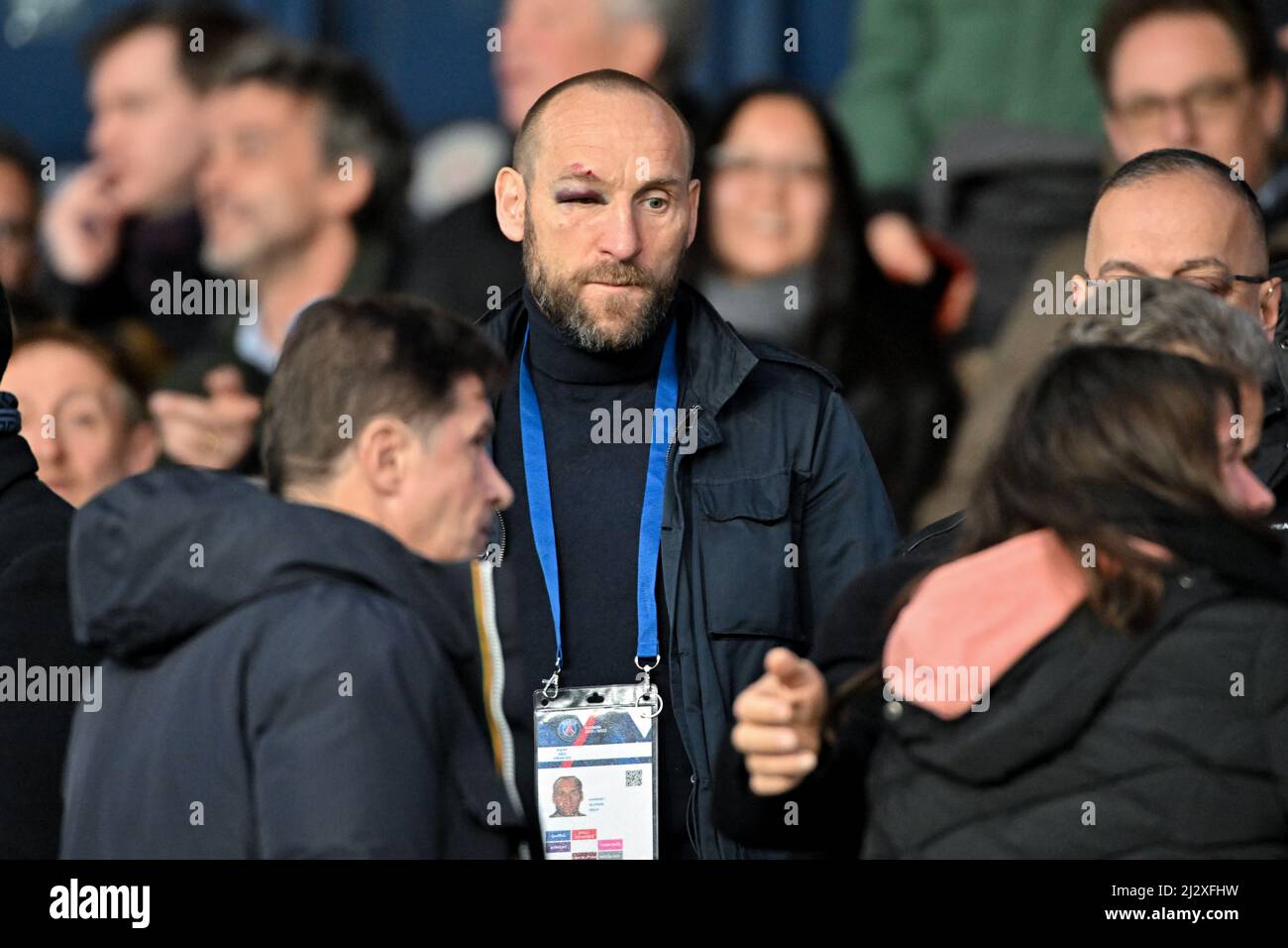 Paris, France. 03rd Apr, 2022. Policier, Garde du corps de Nicolas Sarkozy - PSG vs FC Lorient in Paris, France, on April 3, 2022. (Photo by Lionel Urman/Sipa USA) Credit: Sipa USA/Alamy Live News Stock Photo