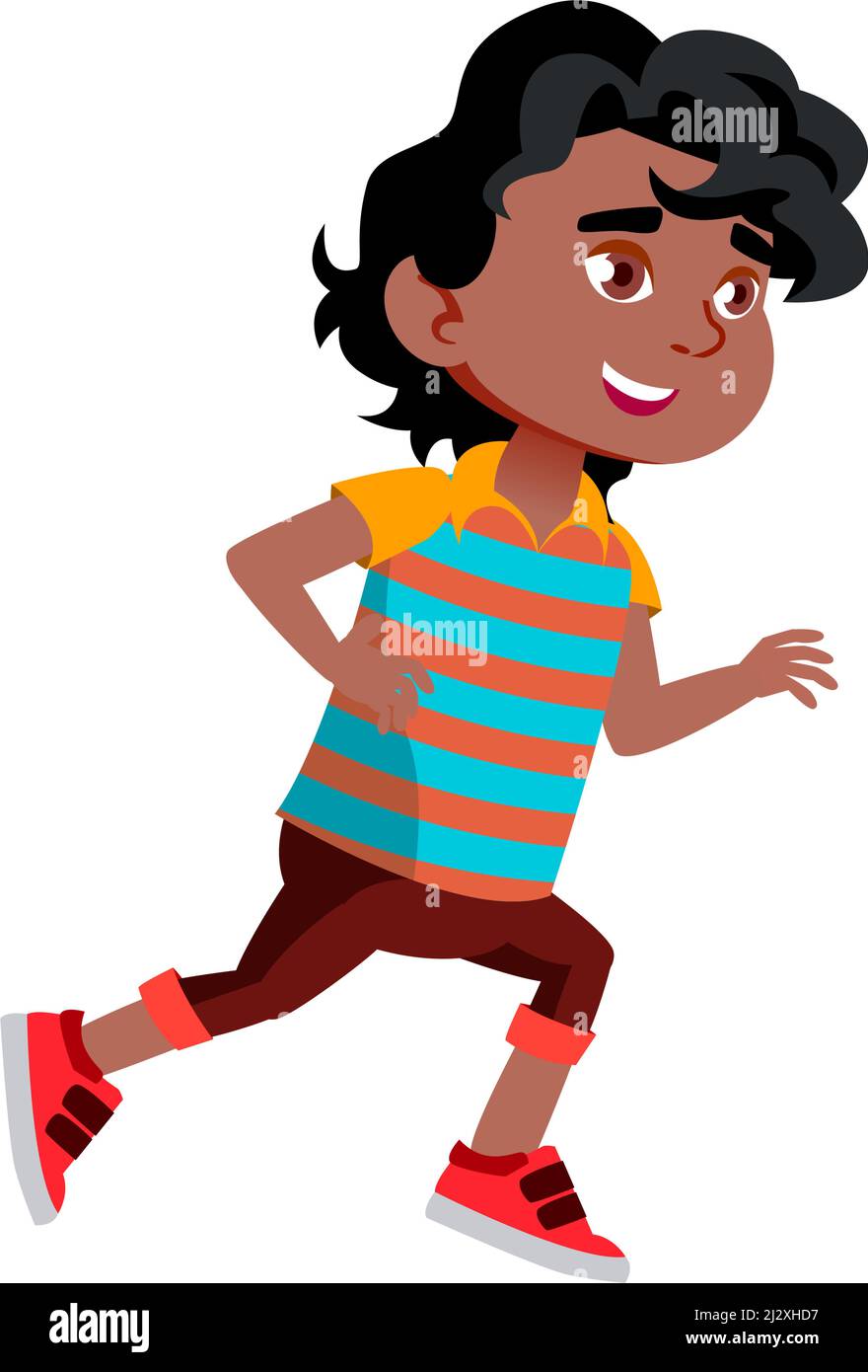 Kid Boy Running On School Sport Lesson Vector Stock Vector Image & Art ...