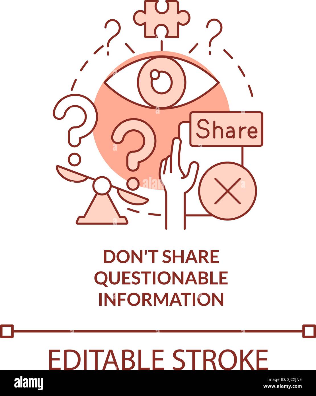 Do not share questionable information red concept icon Stock Vector
