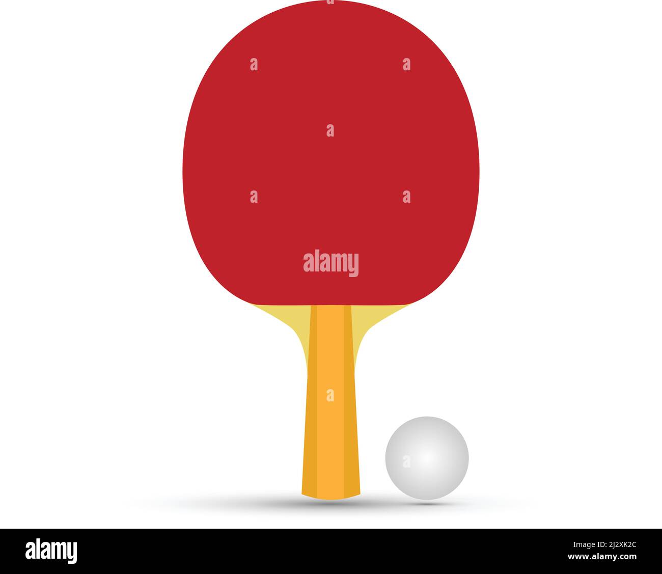 Table tennis racket in red and ball vector on white background Stock