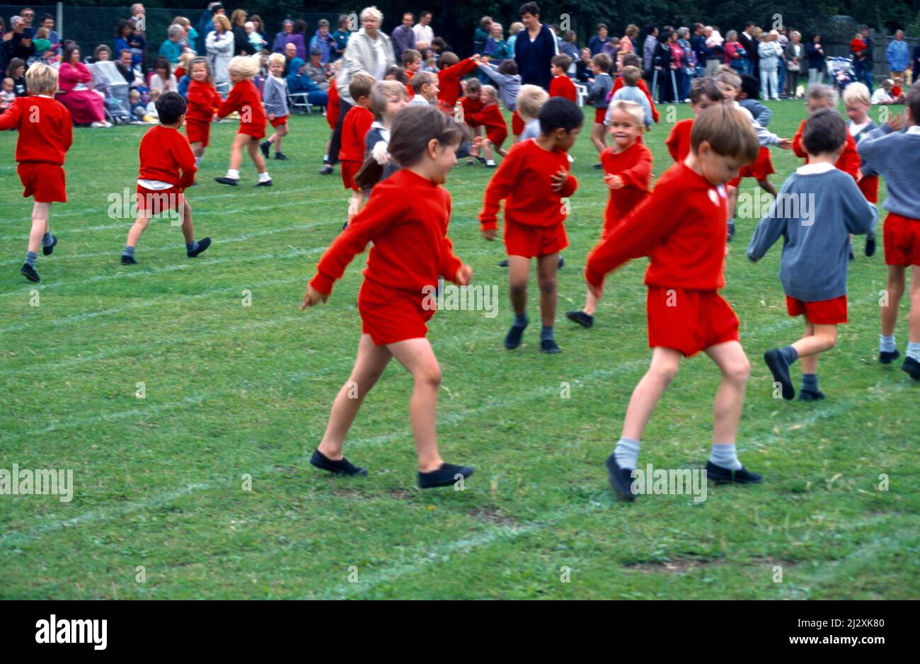 Primary School Sport'sday Children Country Dancing Surrey England Stock