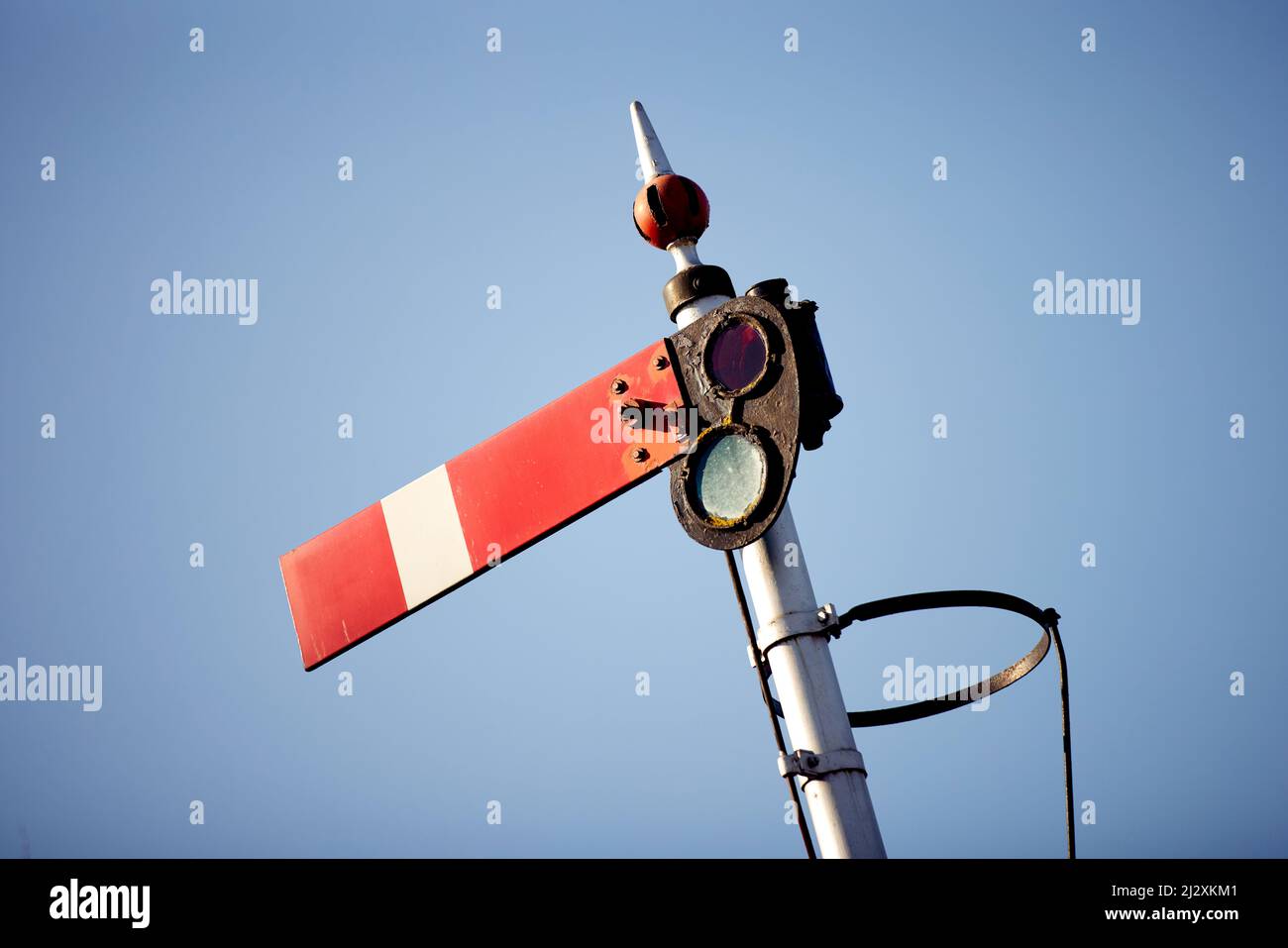 Crewe, Cheshire.  Crewe Heritage Centre Railway semaphore signal Stock Photo