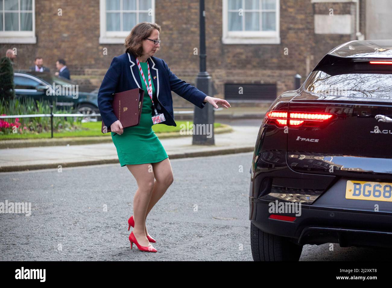 Baroness Evans of Bowes Park, Leader of the House of Lords, Lord Privy Seal, is seen at 10 Downing street ahead of weekly cabinet meetings. Stock Photo
